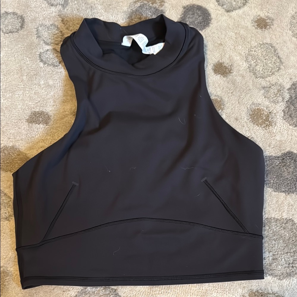 Lululemon Athletica black Crop Cut Out Tank Top
